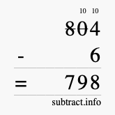 Calculate 804 minus 6 using long subtraction