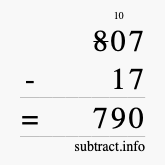 Calculate 807 minus 17 using long subtraction