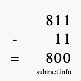 Calculate 811 minus 11 using long subtraction