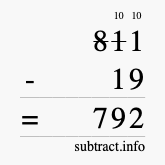 Calculate 811 minus 19 using long subtraction