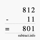 Calculate 812 minus 11 using long subtraction