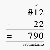 Calculate 812 minus 22 using long subtraction