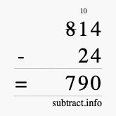 Calculate 814 minus 24 using long subtraction