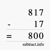 Calculate 817 minus 17 using long subtraction
