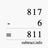 Calculate 817 minus 6 using long subtraction