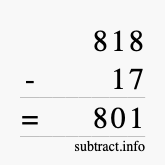 Calculate 818 minus 17 using long subtraction