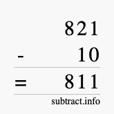Calculate 821 minus 10 using long subtraction Calculate 821 minus 10 using long subtraction