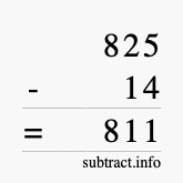 Calculate 825 minus 14 using long subtraction