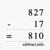 Calculate 827 minus 17 using long subtraction