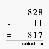 Calculate 828 minus 11 using long subtraction