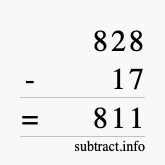 Calculate 828 minus 17 using long subtraction