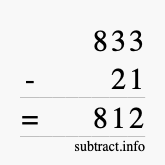Calculate 833 minus 21 using long subtraction