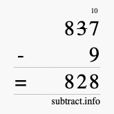 Calculate 837 minus 9 using long subtraction