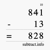 Calculate 841 minus 13 using long subtraction
