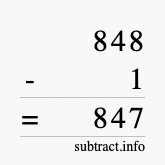 Calculate 848 minus 1 using long subtraction