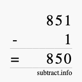 Calculate 851 minus 1 using long subtraction