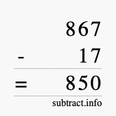 Calculate 867 minus 17 using long subtraction