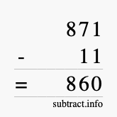Calculate 871 minus 11 using long subtraction