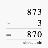 Calculate 873 minus 3 using long subtraction