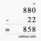 Calculate 880 minus 22 using long subtraction