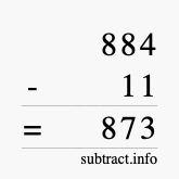 Calculate 884 minus 11 using long subtraction