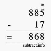 Calculate 885 minus 17 using long subtraction