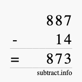 Calculate 887 minus 14 using long subtraction