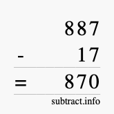 Calculate 887 minus 17 using long subtraction