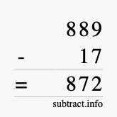 Calculate 889 minus 17 using long subtraction