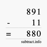 Calculate 891 minus 11 using long subtraction