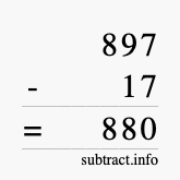 Calculate 897 minus 17 using long subtraction