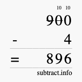 Calculate 900 minus 4 using long subtraction