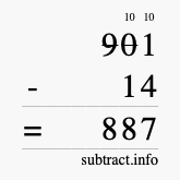 Calculate 901 minus 14 using long subtraction