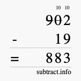 Calculate 902 minus 19 using long subtraction