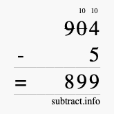 Calculate 904 minus 5 using long subtraction