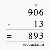 Calculate 906 minus 13 using long subtraction