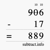 Calculate 906 minus 17 using long subtraction