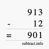 Calculate 913 minus 12 using long subtraction