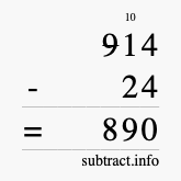 Calculate 914 minus 24 using long subtraction Calculate 914 minus 24 using long subtraction