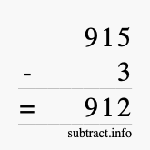 Calculate 915 minus 3 using long subtraction