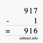 Calculate 917 minus 1 using long subtraction