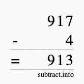 Calculate 917 minus 4 using long subtraction