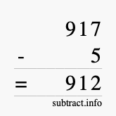 Calculate 917 minus 5 using long subtraction