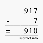 Calculate 917 minus 7 using long subtraction