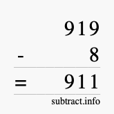 Calculate 919 minus 8 using long subtraction