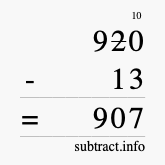 Calculate 920 minus 13 using long subtraction