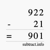 Calculate 922 minus 21 using long subtraction