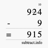 Calculate 924 minus 9 using long subtraction