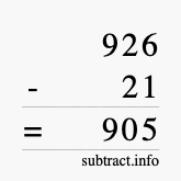 Calculate 926 minus 21 using long subtraction