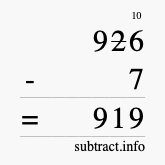 Calculate 926 minus 7 using long subtraction